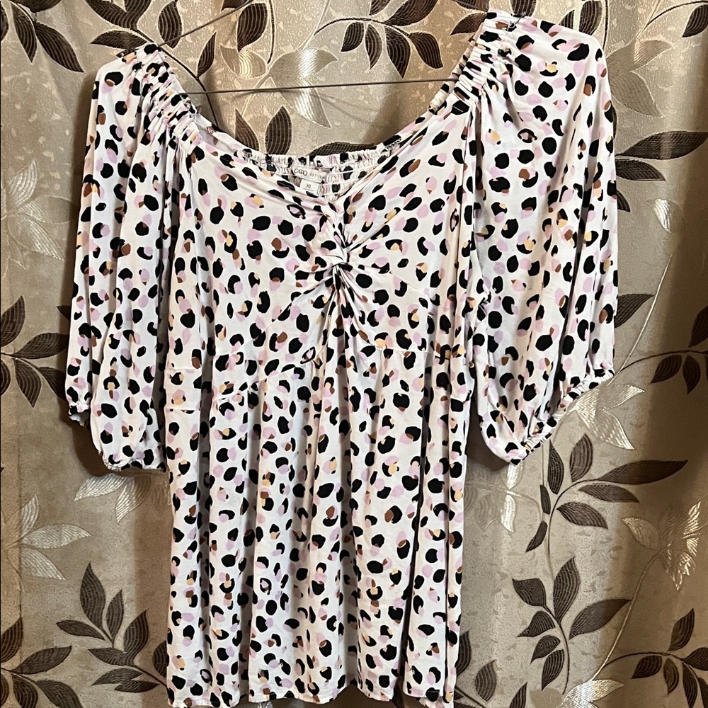 Cato Pink Leopard Print Blouse